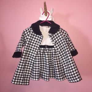 Black and white houndstooth coat and dress set